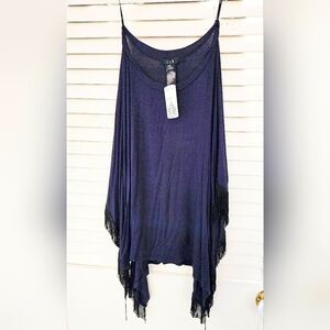 XXI navy/black fringed top, NWT, M